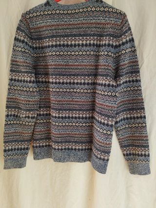 Jersey Lambswool Rich Fair Isle Jumper  Blue twisr