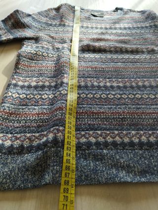 Jersey Lambswool Rich Fair Isle Jumper  Blue twisr