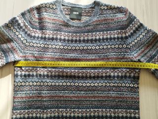 Jersey Lambswool Rich Fair Isle Jumper  Blue twisr
