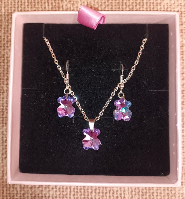Conjunto collar y pendientes ositos