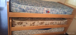 3 camas literas tipo apilable, madera maciza