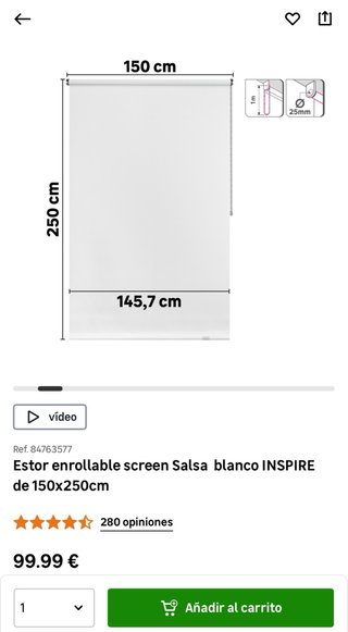 Estores enrollables Inspire modelo Salsa - 2x1