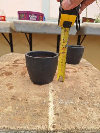 Macetero redondo para bonsai azul.