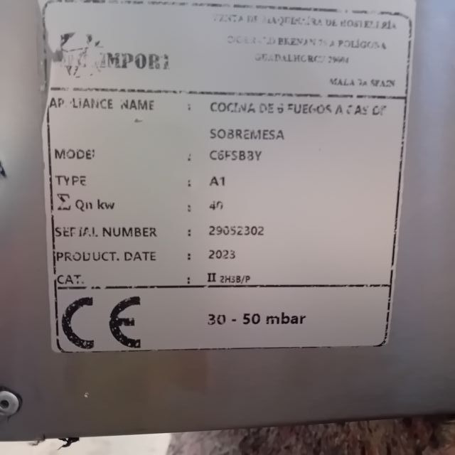 Cocina ind de seis fuegos REBAJADA