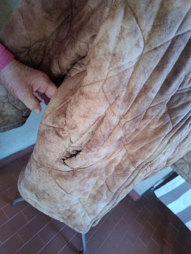 Cappotto giubbotto donna tessuto camoscio marrone