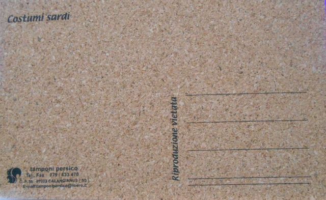 CARTOLINA COSTUMI SARDI  IN SUGHERO 1980