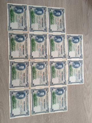 Lote 14 billetes 100 pesetas de 1925