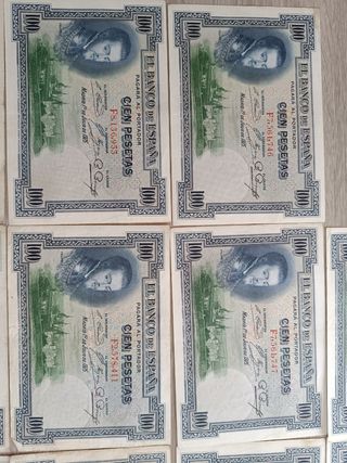 Lote 14 billetes 100 pesetas de 1925