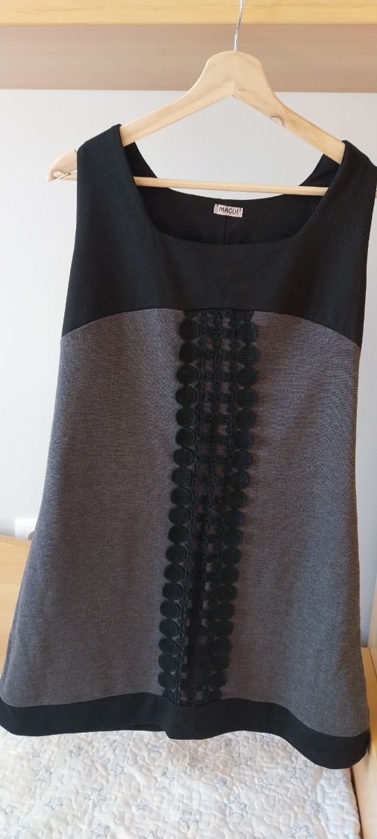 Vestido punto negro y gris