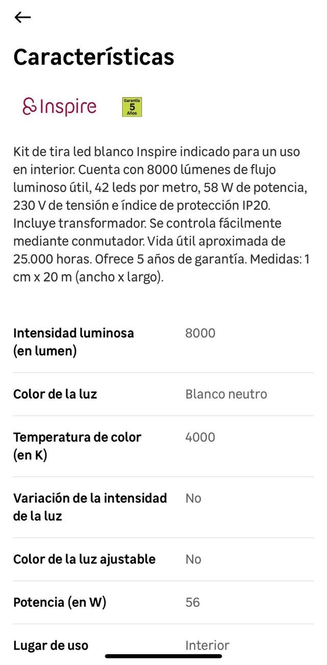 Pack 2 riras LED Inspire 8000 lm blanco neutro
