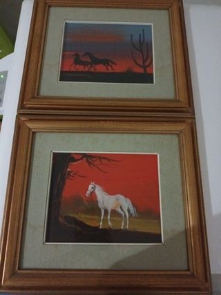 Set quadretti con figure di cavalli