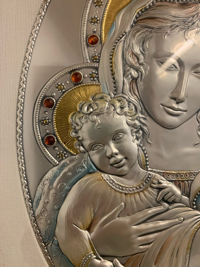 Cuadro en plata 925 virgen con el niño