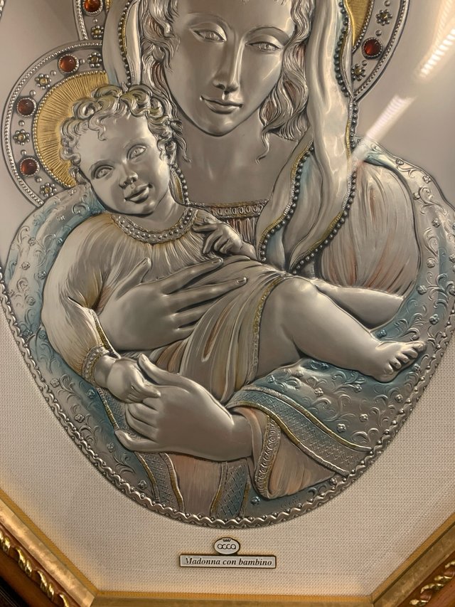 Cuadro en plata 925 virgen con el niño