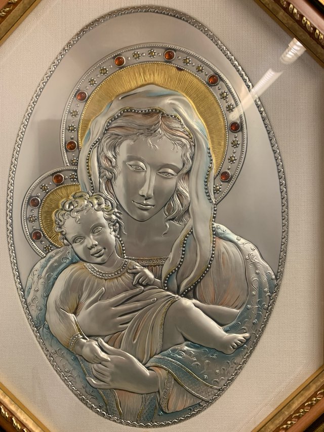 Cuadro en plata 925 virgen con el niño