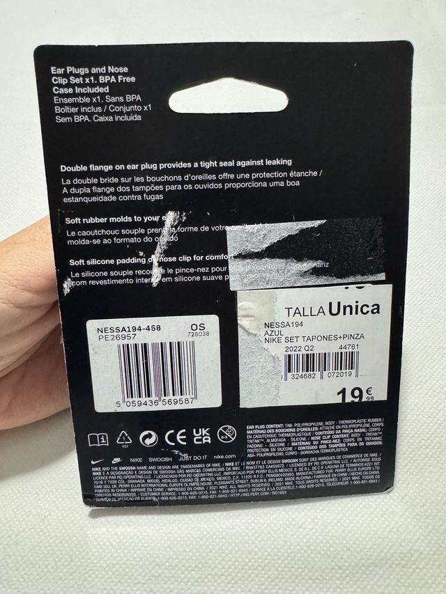 Kit tapones oidos y clip nasal