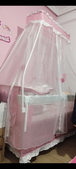 Hermosa Cuna con Docell Rosa 🩷  Princess colchón