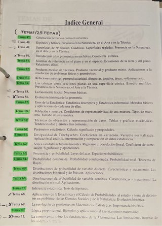 Temario oposiciones matemáticas.