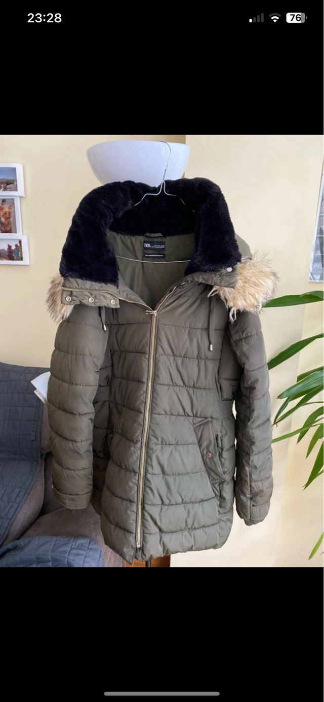 Chaquetón verde acolchado ZARA