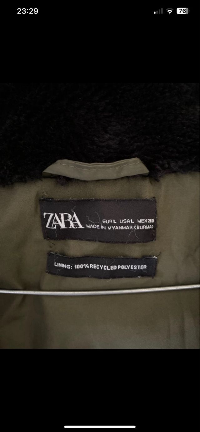 Chaquetón verde acolchado ZARA