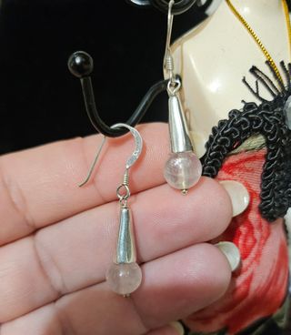 Pendientes plata 925 y cuarzo rosado🩷