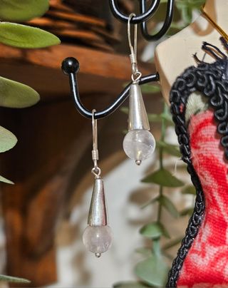 Pendientes plata 925 y cuarzo rosado🩷