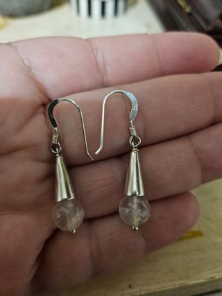 Pendientes plata 925 y cuarzo rosado🩷