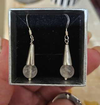 Pendientes plata 925 y cuarzo rosado🩷