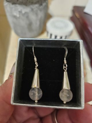 Pendientes plata 925 y cuarzo rosado🩷