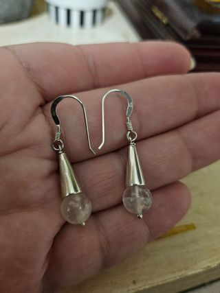 Pendientes plata 925 y cuarzo rosado🩷