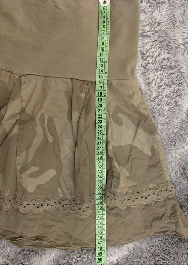 Camo Vintage Y2K miniskirt with broderie anglaise