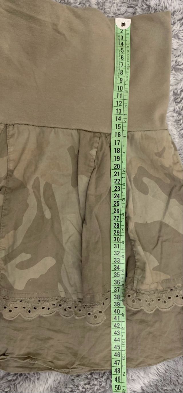 Camo Vintage Y2K miniskirt with broderie anglaise