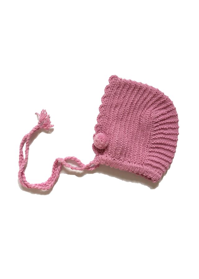 Capota de lana rosa malva para bebé de 3-6 meses