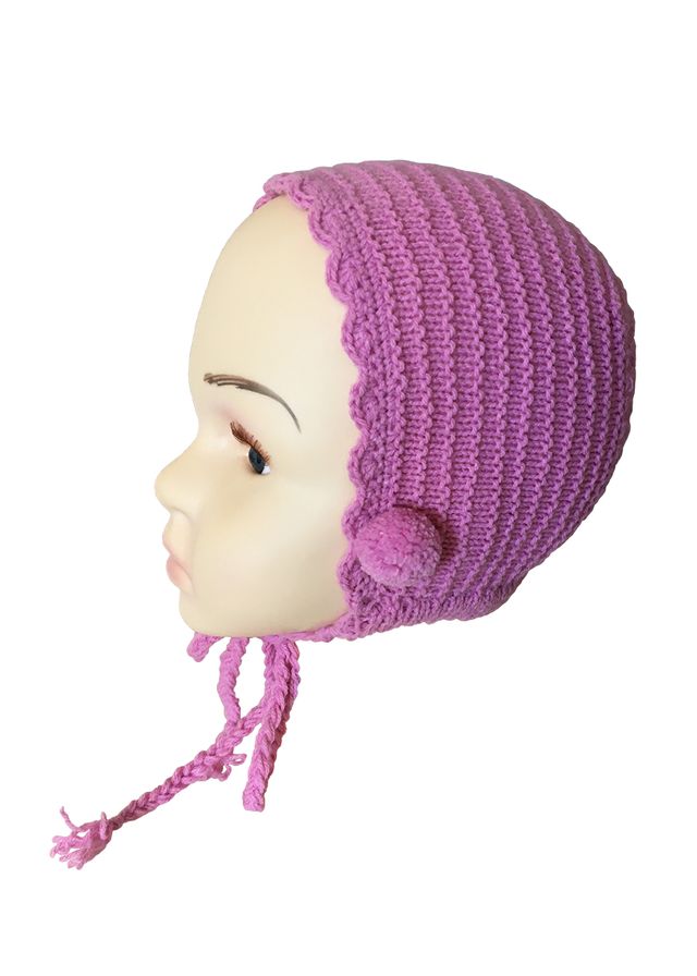 Capota de lana rosa malva para bebé de 3-6 meses