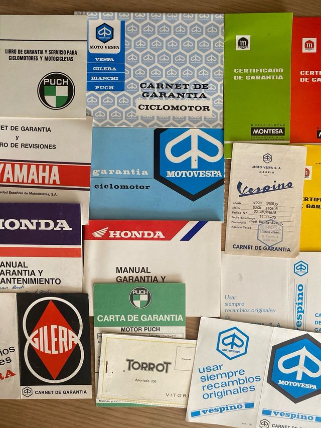 Libros de garantia Motos años 70-80