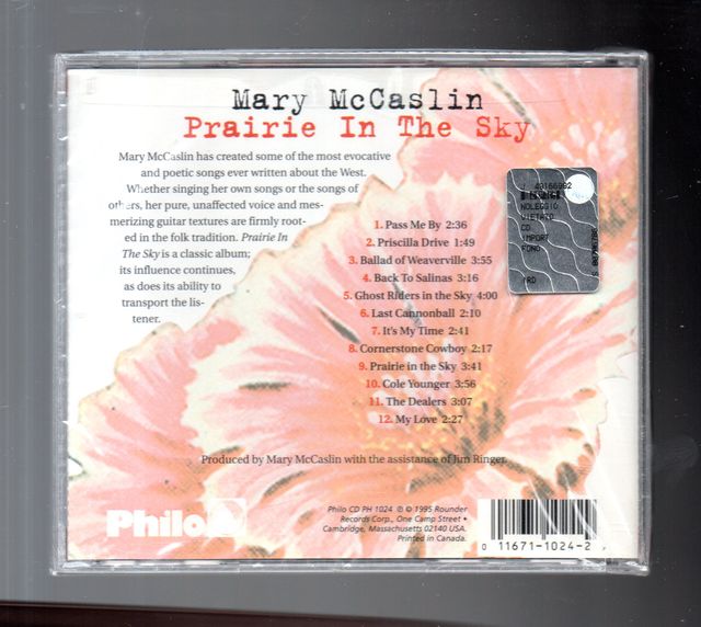Mary McCaslin Prairie In The Sky CD de Philo Records