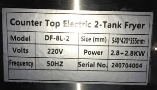 FREIDORA ELÉCTRICA 8+8/2.8+2.8KW NUEVA DF-8L