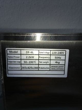 FREIDORA ELÉCTRICA 6 LTS/2.2KW/DF-6L