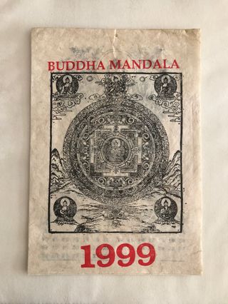 Calendário Buddha Mandala papel Lokta Nepal 1999