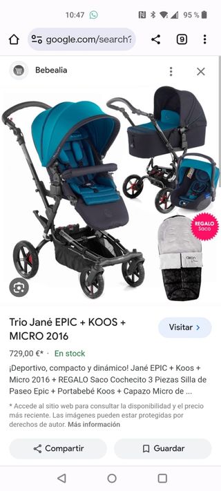 Cochecito Bebe Trio Jané EPIC, 3 piecas, 1/3precio