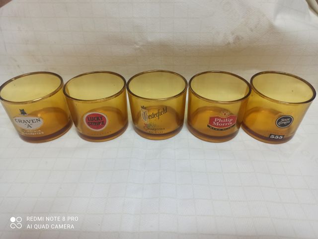 Peq. Coleccion Antigua de vasos marcas de tabaco.