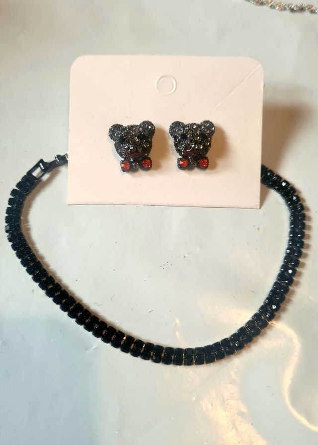 Set bracciale orecchini orsetto