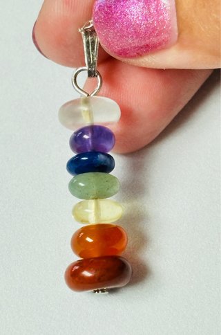 Colgante chakras con gemas y cadena plata ley 925