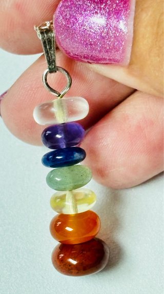 Colgante chakras con gemas y cadena plata ley 925