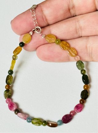 Pulsera con turmalinas de colores y plata ley 925