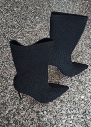 Stivaletti neri tacco 12 n. 39in tessuto