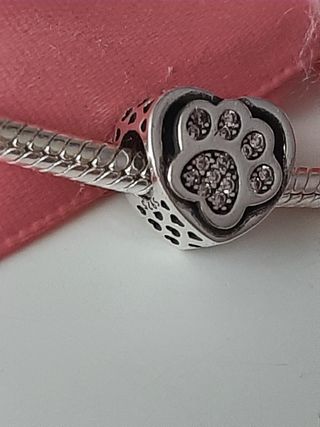 Charm corazon huella en plata S 925.