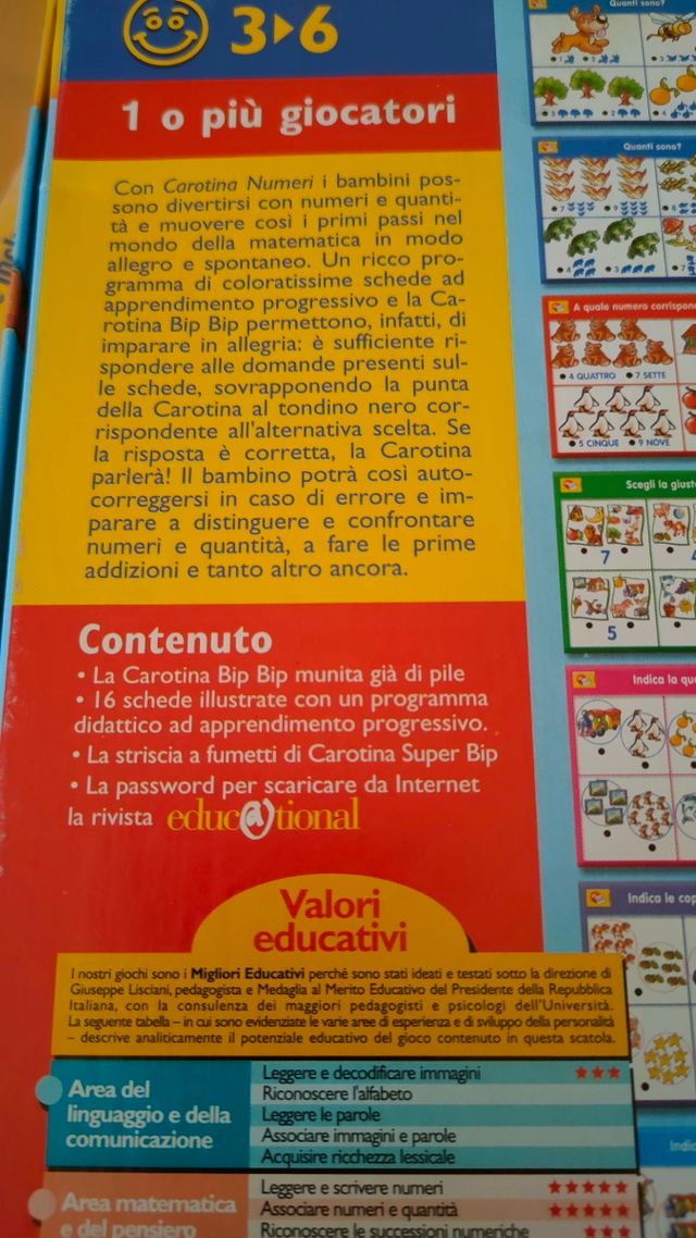 Gioco interattivo carotina numeri