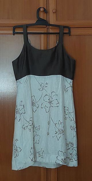 CONJUNTO VESTIDO y CHAQUETA TORERA, MARRON / BEIGE