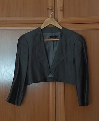 CONJUNTO VESTIDO y CHAQUETA TORERA, MARRON / BEIGE