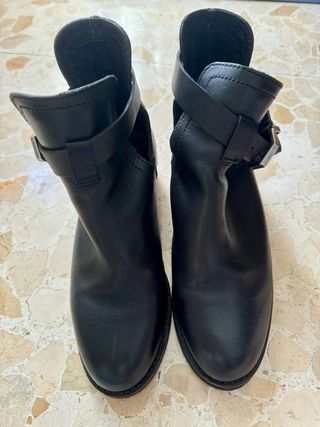 Botines piel moteros negro
